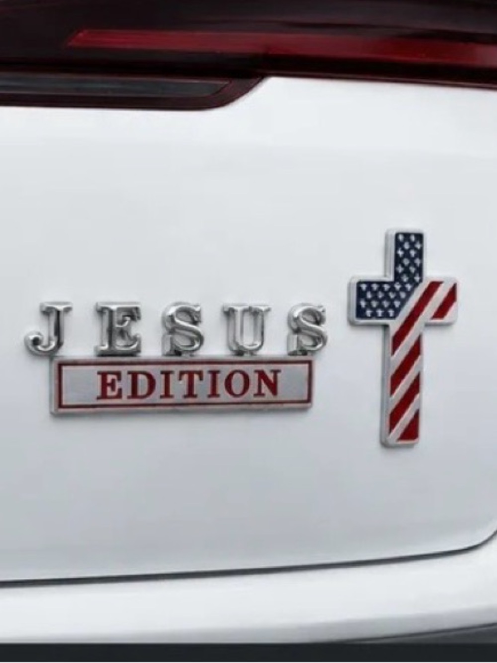 Jesus Edition Emblem with American Flag Cross - for ANY vehicle